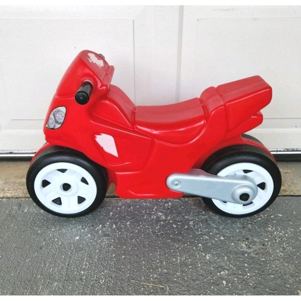 Vtg Little Tikes Step 2 Red Motorcycle Toddler Ride On Toy Indoor Outdoor Bike